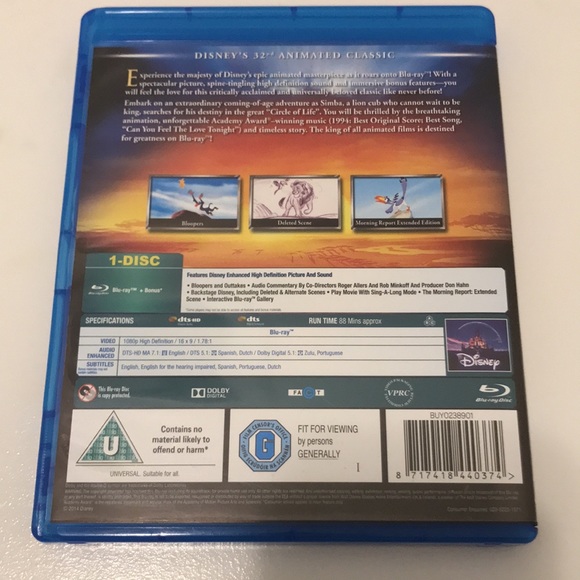 Lion King Blu Ray Disc - Picture 2 of 4
